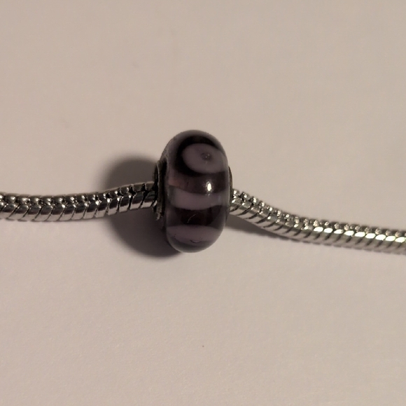 Jewelry - Silver and Purple Glass Charm for Pandora Style Bracelet